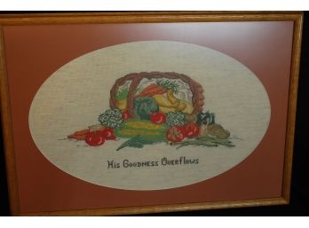 Framed And Matted His Goodness Overflows Needlepoint