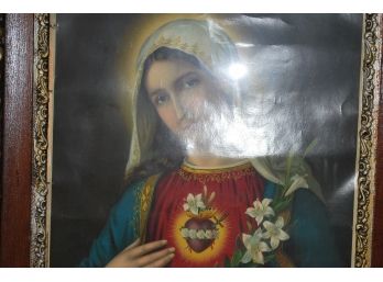 Religious Icon Vintage Detailed Wood Frame Lot E