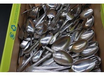 Box Lot Of Forks And Spoons