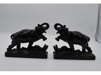 Two Elephant Bookends Tucked Trunk