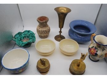 Lot Of Pottery, Fire King And Shell Vase