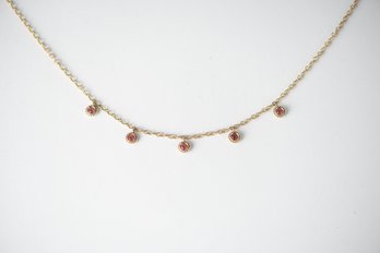 14k Gold Necklace W/ Red Stones (Ruby?)