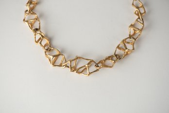 Abstract Modernist Geometric Gold Tone Chain-link Necklace Jewelry