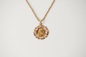 Vintage 14k Gold Necklace And Religious Pendant Jewelry