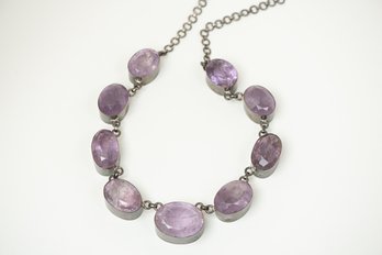 Huge Statement Sterling Silver Amethyst Necklace Jewelry
