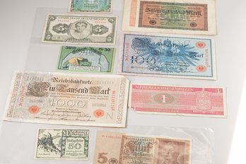 Collection Of WWI & WWII European Notes Bills