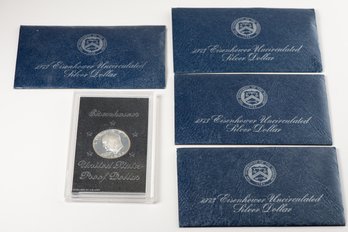 5 Uncirculated Eisenhower Silver Dollar Coins