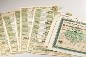 1922 German 10000 Mark Bond Coupons  (SKU 63)