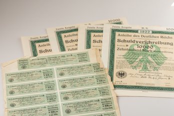4 1922 German 10000 Mark Bond 1 1919 1000 Mark (SKU 64)
