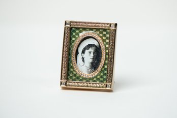 Faberge Imperial Green Jeweled And Enameled Coronation Frame