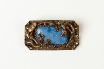Vintage Asian Brooch W/two Dragons Jewelry