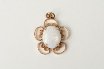 14k Gold Opal Charm Pendant
