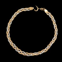 Vintage 750 18k Gold Delicate Tricolor Triple Strand Chain Bracelet