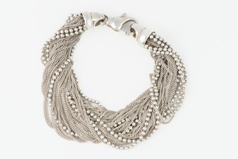 Sterling Silver 925 Multi-Strand Chain & Beaded Chain Bracelet FF Makers Mark