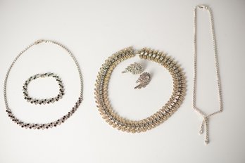 Vintage Rhinestone Jewelry Necklace Earring Lot