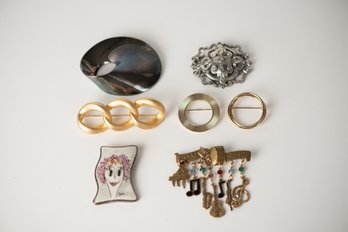 Vintage Jewelry Brooch Lot W/ Sterling