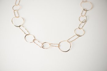14k Gold Long Chain-link Art Necklace