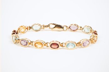 Stunning 14k Gold Multi Colored Stone Bracelet