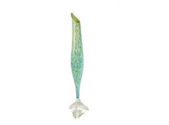 Large Willsea O'Brien Hand-blown Glass Art Azure Fish Vase