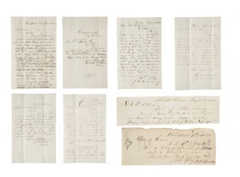 Antique Handwritten Ephemera Lot (8), Many From Civil War Years