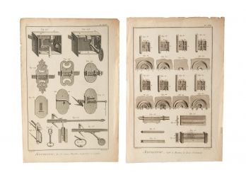 Antique 18th Century Locksmith Copper Engravings From The Diderot Encyclopdie
