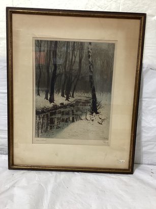 Block Print 'winter In The Forest' Signed  Emil Singer