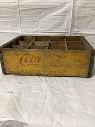 Coca Cola Wooden Crate 12 Bottle Yellow Antique Collectible Vintage