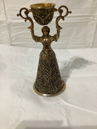 Vintage Wedding Cup Chalice Lady Figurine Holding Cup