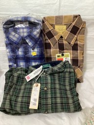 3 Flannel Shirts  New With Tags Long Sleeve