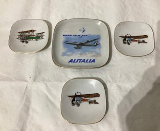 4 Vintage Alitalia Ashtrays