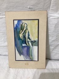 Watercolor Of A Girl  Signed Mills