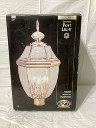 Hampton Bay Electric Post Light Solid Brass Beveled Glass Weather Resist. New