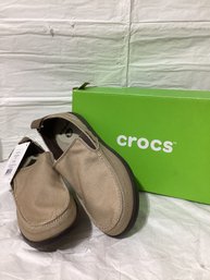 Crocs Walu Khaki Slip On Boat Shoes Men's Size-10 -NEW