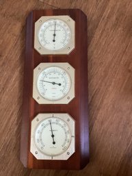 Sunbeam Barometer Thermometer Humidity Meter Wood Wall Weather Station 16