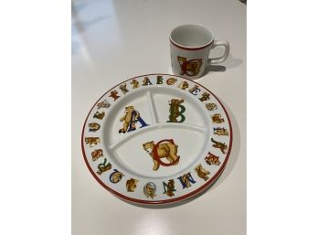 Tiffany & Co. Childs  Alphabet Pattern Plate And Mug