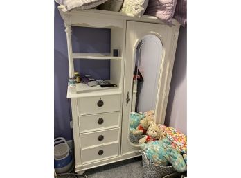 White Wood Armoire With Drawers And Shelves