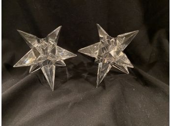 2 Crystal Star Candlestick Holders