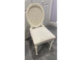 White Wooden Chair With White Upholstery
