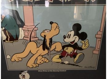 Great Framed Mickey And Pluto Poster