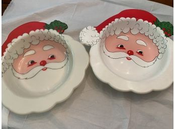 2 Ullman Co. USA Vintage Plastic Santa Bowls