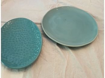 2 Blue Serving Plates Italy & Portugal
