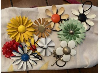 10 Vintage Flower Lapel Pins All Metal