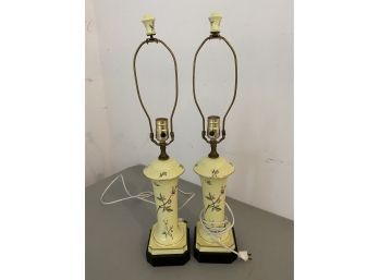 2 Yellow  Ceramic Lamps