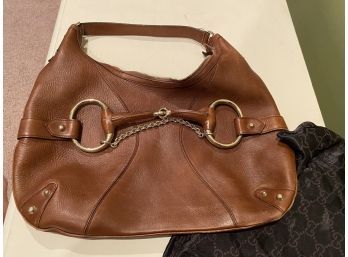 Great Brown Leather Gucci Hobo Style Handbag