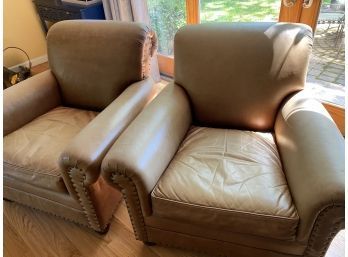 2 Restoration Hardware Leather Club Chairs