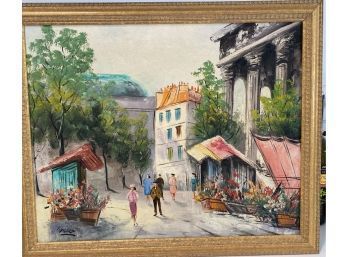Beautiful French Scene Painting Signed T. Silver