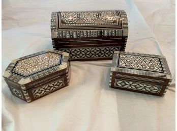 3 Mother Of Pearl Inlay Boxes