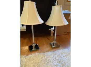 2 Acrylic, Mirrored Table Lamps