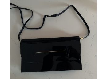I Santi Black   Lucite Clutch Or Shoulder Strap Handbag Made In Italy