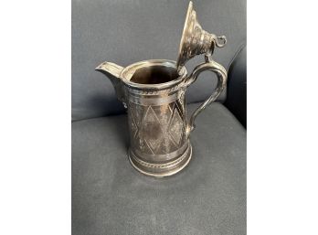 Antique Silver Plated Thompsons Double Wall Water Pitcher C. 1950 W/ Swan
